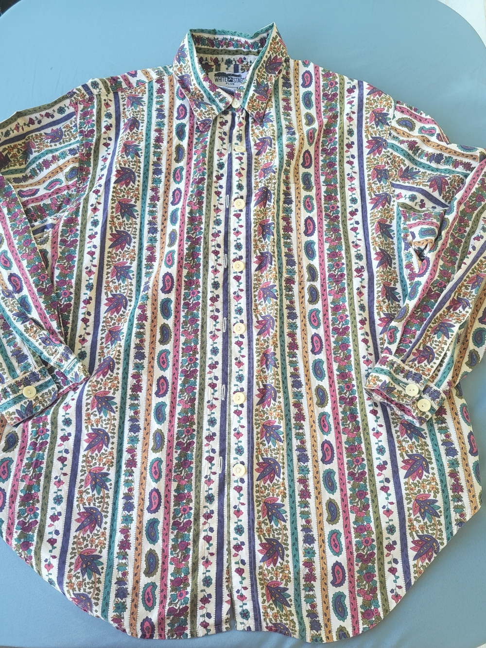 White Stag Multicolor Striped Paisley & Floral Button-Down Shirt
